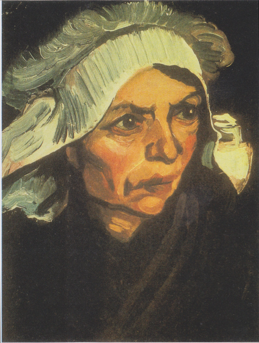 Maatilan naisen pää valkoisessa myssyssä - Vincent van Gogh