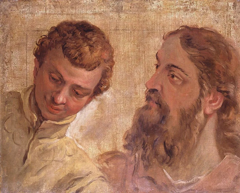 Päänä pojan ja parrakkaan miehen (apostolin) - Sebastiano Ricci