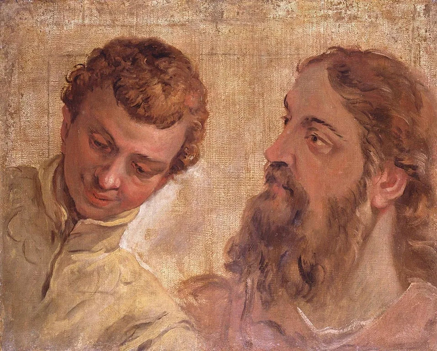 Päänä pojan ja parrakkaan miehen (apostolin) - Sebastiano Ricci