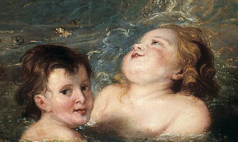 Kaksi lasta uiskentelemassa meressä - Peter Paul Rubens