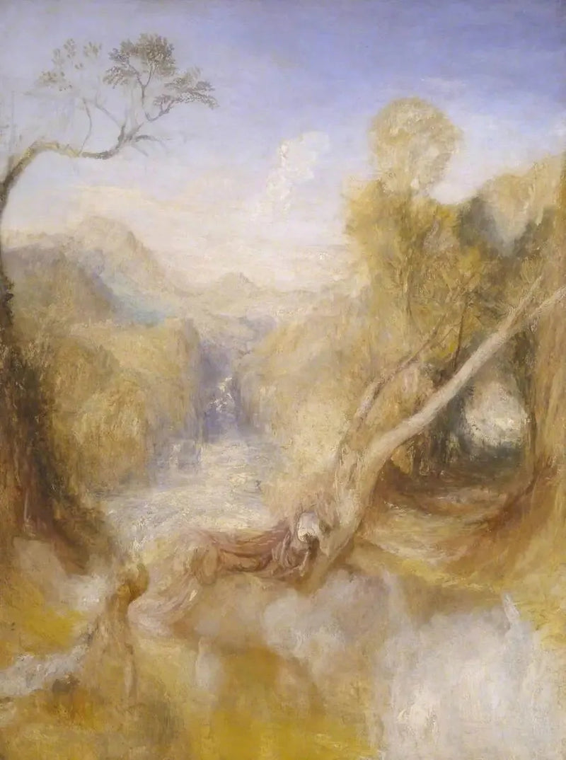 Actaeonin kuolema, kaukainen näkymä Montjovet'istä, Val d'Aosta - J. M. W. Turner