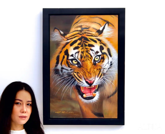 The Protective Tiger - Khanitha | 40 x 60 cm Reproductions de tableaux à la peinture à l’huile