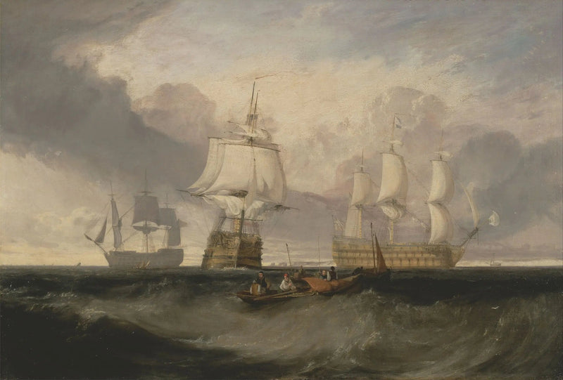 Trafalgarista palaava voitto, kolmessa asennossa - J. M. W. Turner