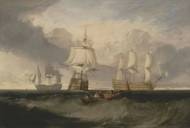 Trafalgarista palaava voitto, kolmessa asennossa - J. M. W. Turner