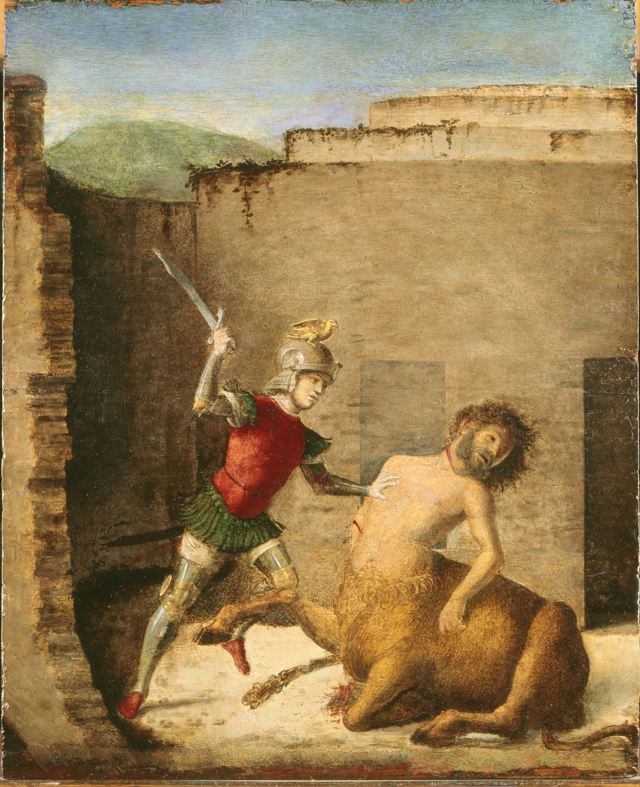 Thesees surmaamassa Minotauruksen - Cima da Conegliano