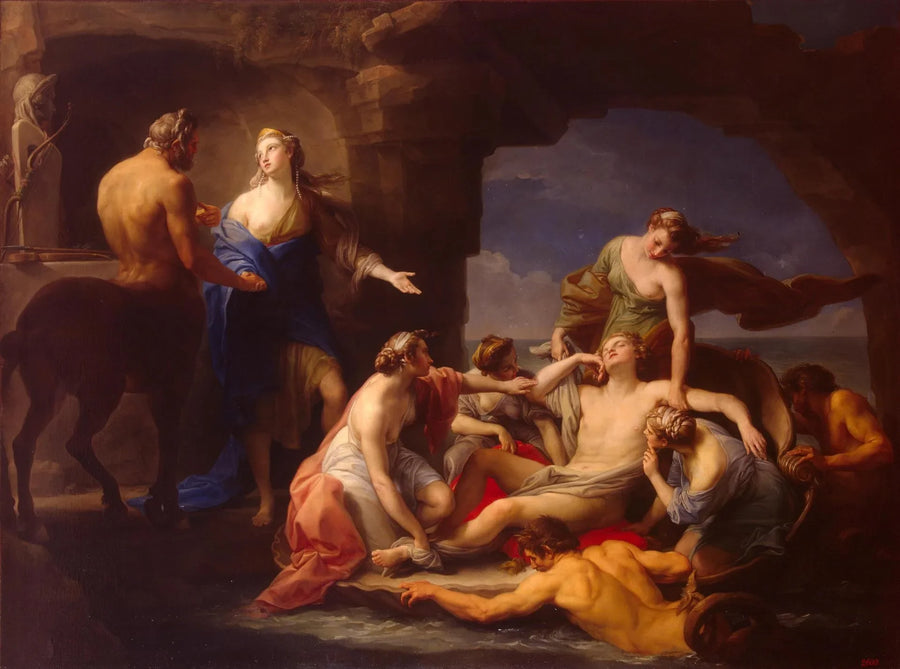 Thétis ottaa pois uneen vaipuneen poikansa Achilleen centaureilta Chironilta - Pompeo Batoni
