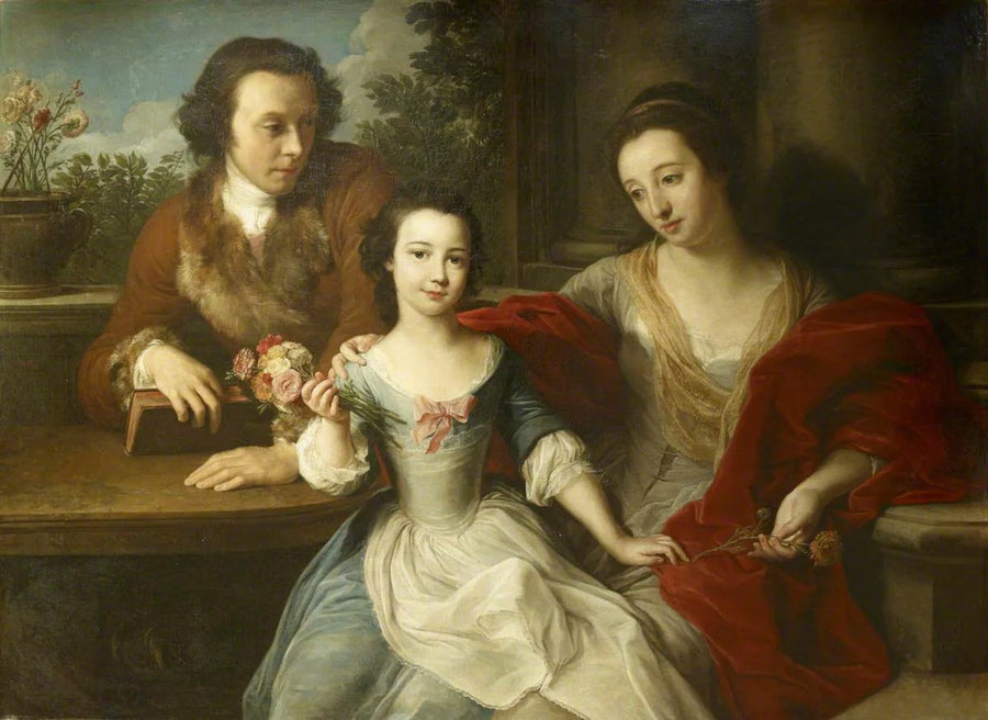 Thomas Barrett-Lennard (1717–1786), tuleva 17. Lord Dacre, vaimonsa Anna Maria Prattin (kuollut 1806) kanssa ja heidän tyttärensä Barbara Annen kanssa - Pompeo Batoni