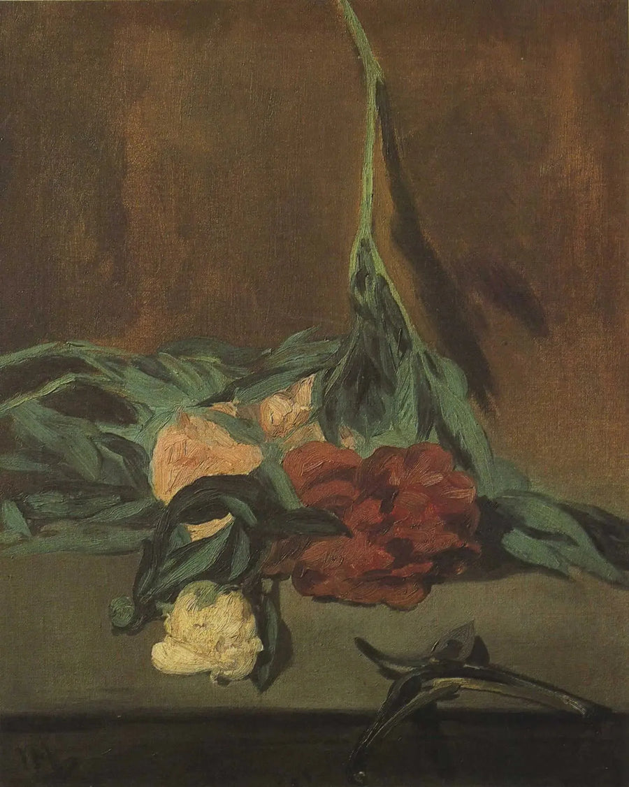 Pionin varsi ja oksasakset - Édouard Manet