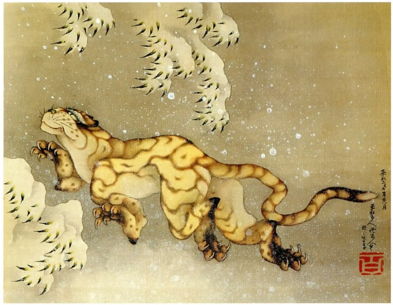 Tiikeri lumessa - Hokusai