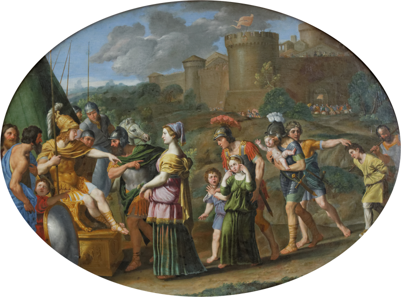 Timoclée vangittu viety Alexandre eteen - Domenichino