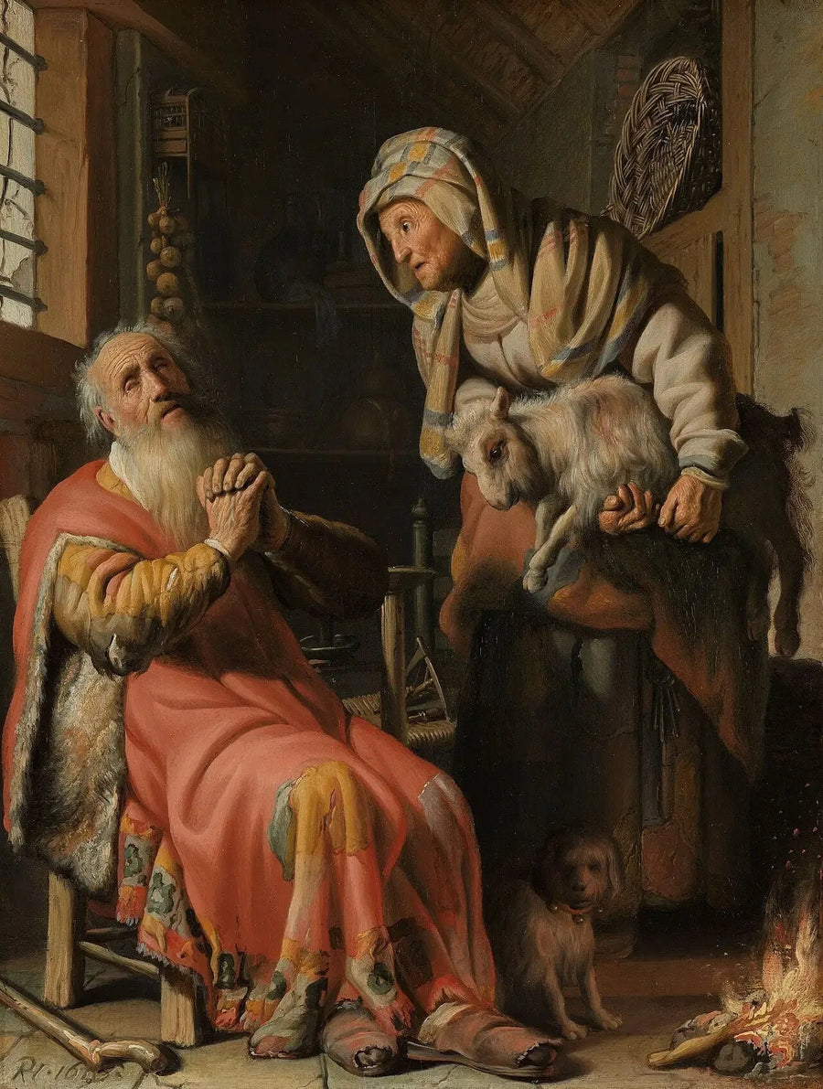 Tobias ja Anna pienen vuohen kanssa - Rembrandt