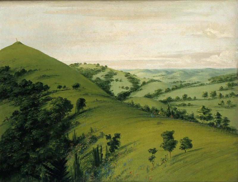 Tombe du Merle, näkymä takaa, niityt kukkivine kukkineen - George Catlin