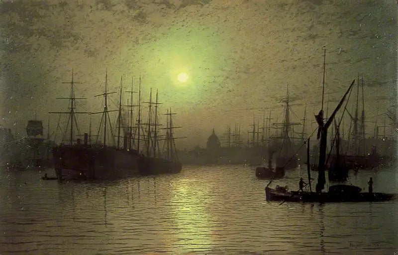 Yön laskeutuminen Thames-joelle - John Atkinson Grimshaw