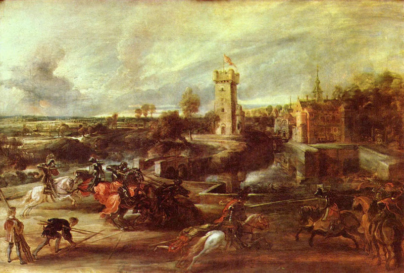 Turnajaiset Steenin linnan kaivantojen lähellä - Peter Paul Rubens