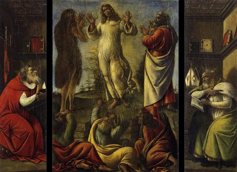 Transfiguraatio, pyhä Hieronymus ja pyhä Augustinus - Sandro Botticelli