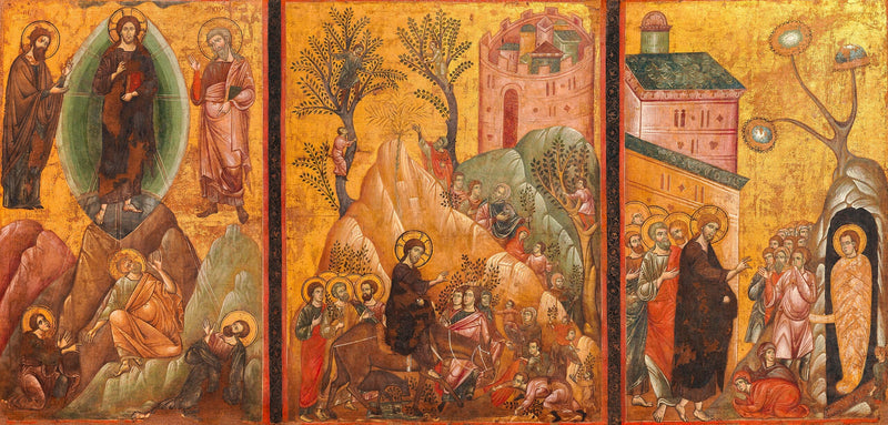 Muodonmuutos, Kristuksen sisäänkäynti Jerusalemiin ja Lasaruksen ylösnousemus - Guido da Siena