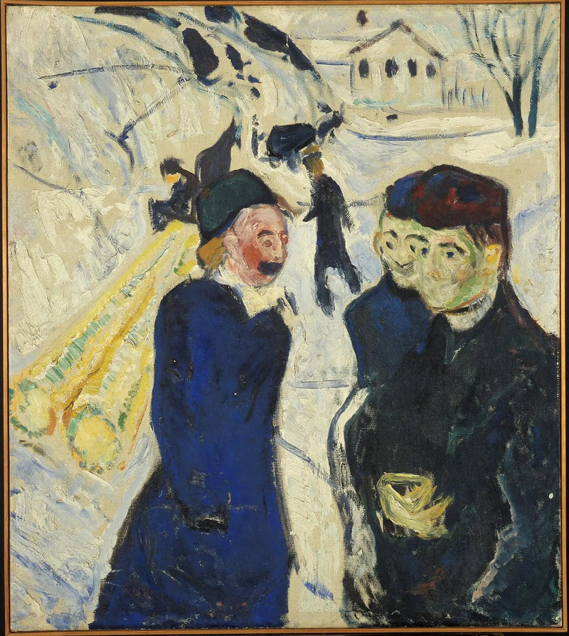 Matkustajien ja puun kuljetus Kragerø'n kadulla - Edvard Munch