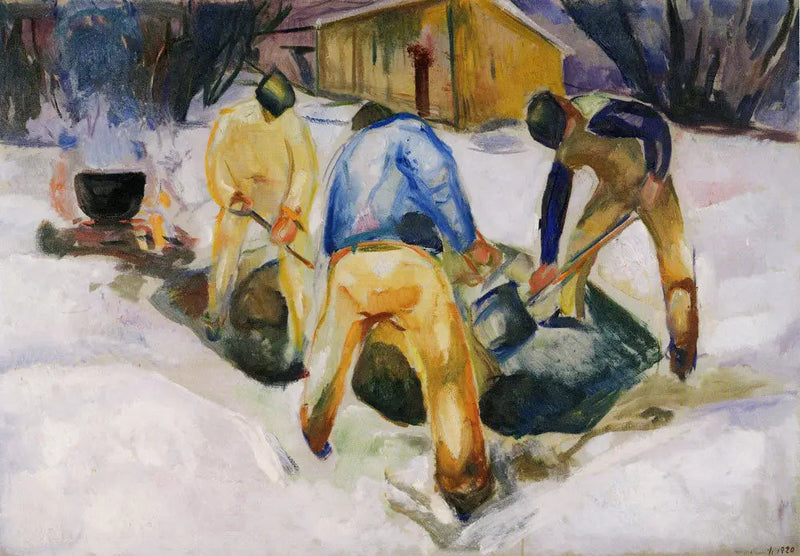 Kadun työntekijät lumessa - Edvard Munch
