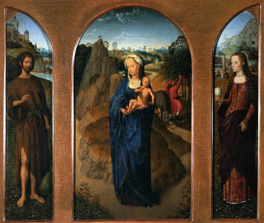 Triptyykki, jossa lepo on Egyptiin pakomatkalla - Hans Memling