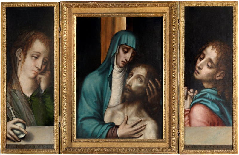 Pietà, Pyhä Johannes ja Pyhä Maria Magdaleena triptyykki - Luis de Morales