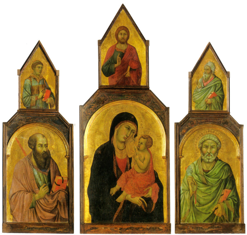 Neitsyt Marian ja Jeesus-lapsen triptyykki sekä pyhät Pietari ja Paavali - Ugolino di Nerio