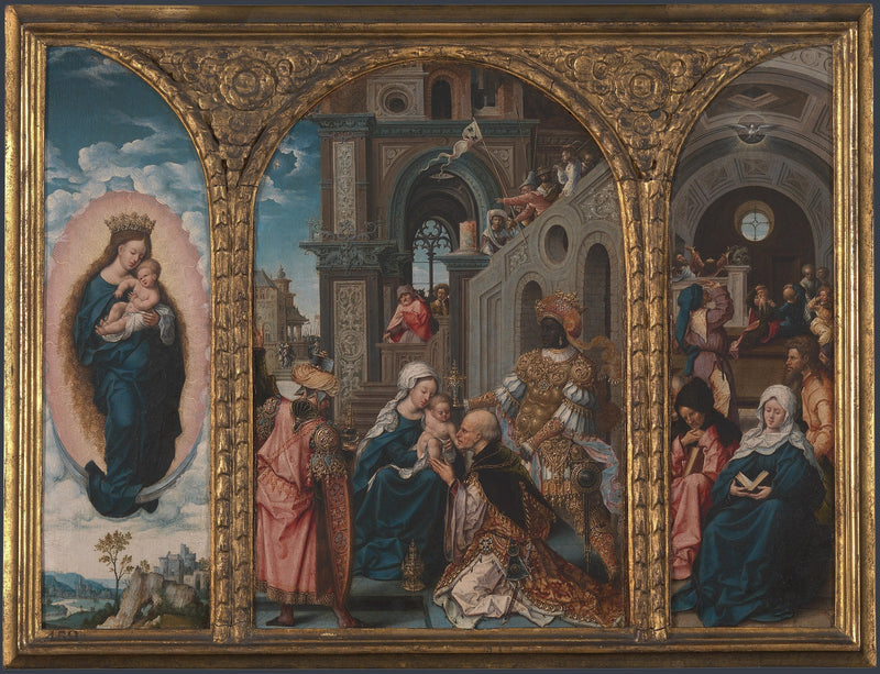 Triptyykki. Magiikkojen ylistys, laskeutuminen - Jan Gossaert