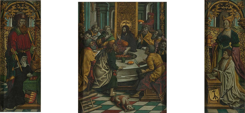 Triptyykki, jossa on viimeinen ehtoollinen ja lahjoittajat - Jacob Cornelisz van Oostsanen