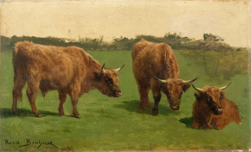 Kolme punarautista laitumella - Rosa Bonheur