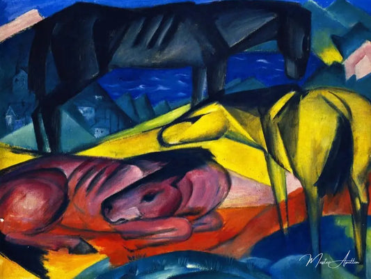 Trois chevaux II - Franz Marc - Reproductions de tableaux et peintures haut de gamme