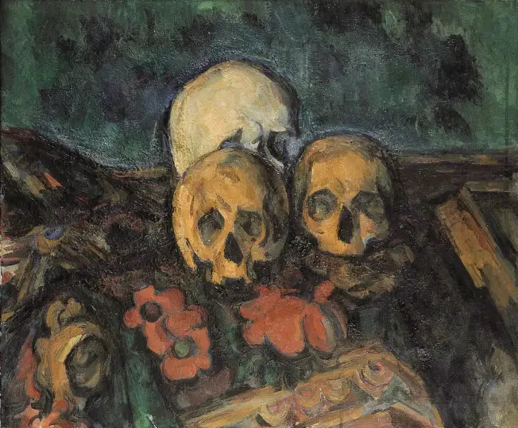 Kolme kalloa itämaisella matolla - Paul Cézanne