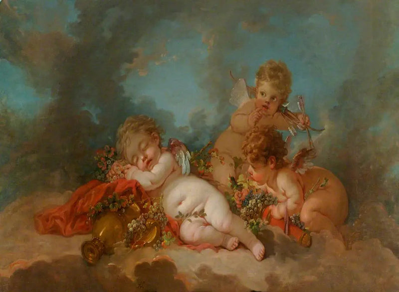 Kolme Kuppausta leijumassa pilvissä - François Boucher