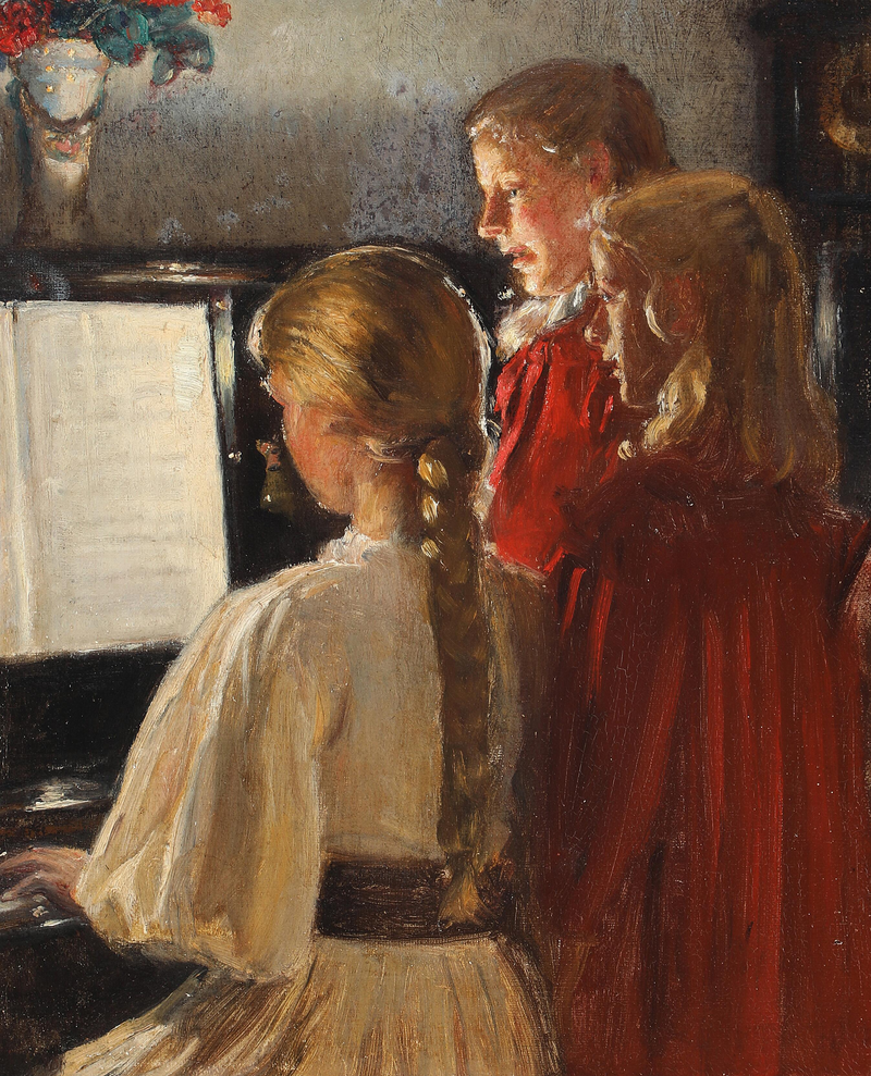 Kolme tyttöä pianon ääressä. -Michael Peter Ancher