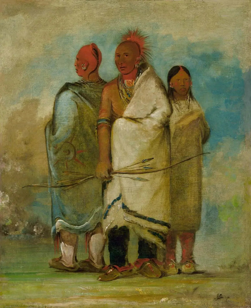 Kolme intiaani- ja kettu - George Catlin