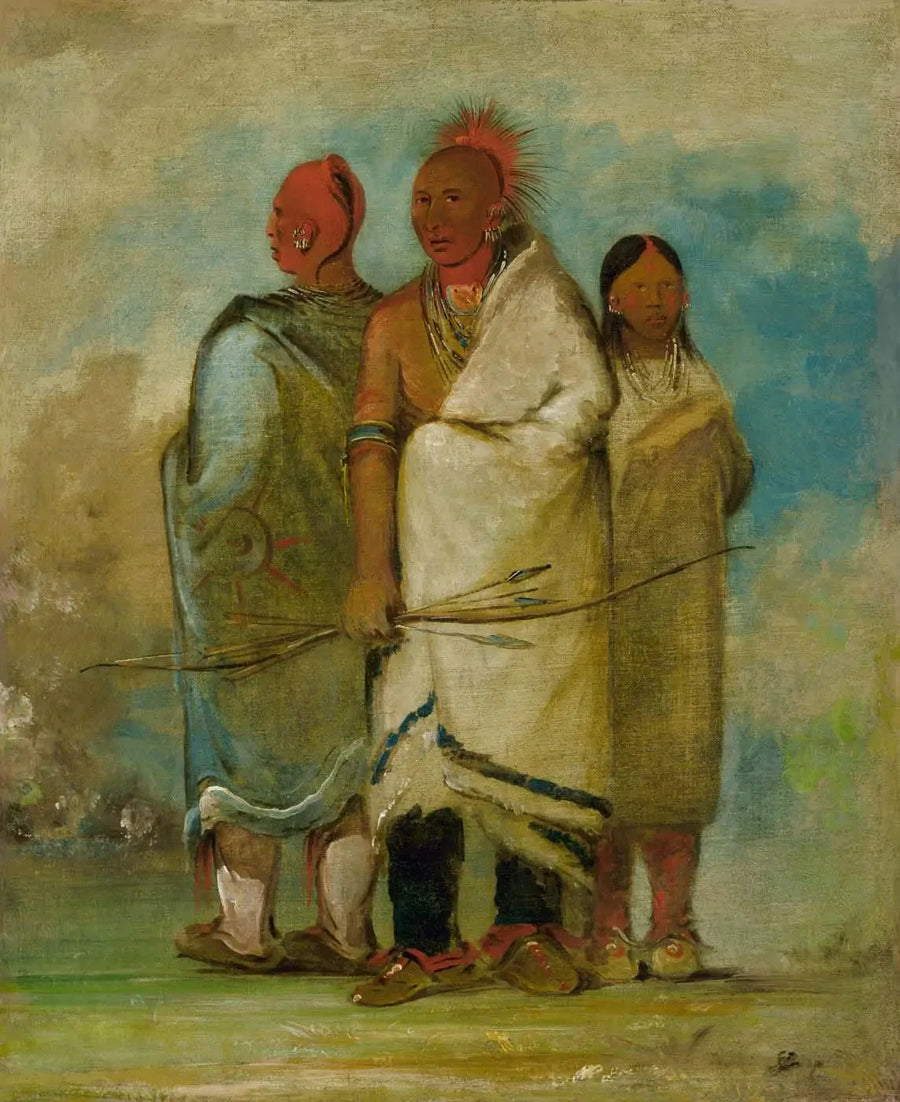 Kolme intiaani- ja kettu - George Catlin
