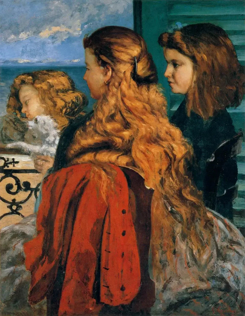 Kolme nuorta englantilaista ikkunan lähellä - Gustave Courbet