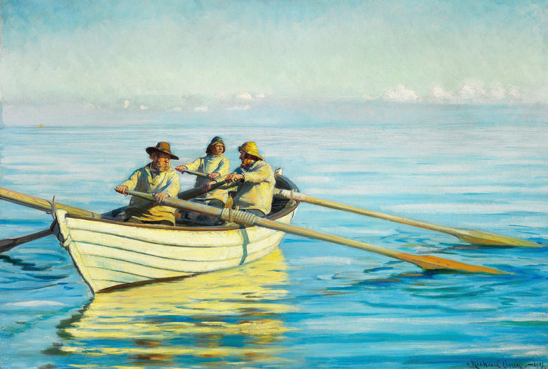 Kolme kalastajaa veneessä. - Michael Peter Ancher