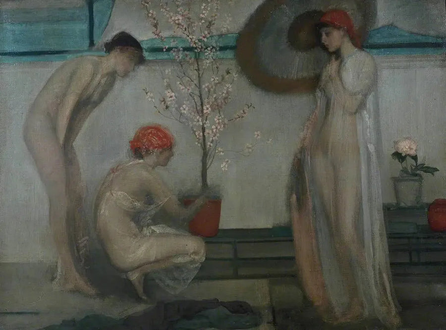 Kolme hahmoa: vaaleanpunainen ja harmaa - James Abbott McNeill Whistler