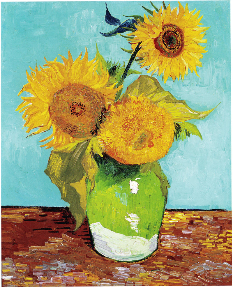 Kolme auringonkukkaa maljakossa - Vincent van Gogh