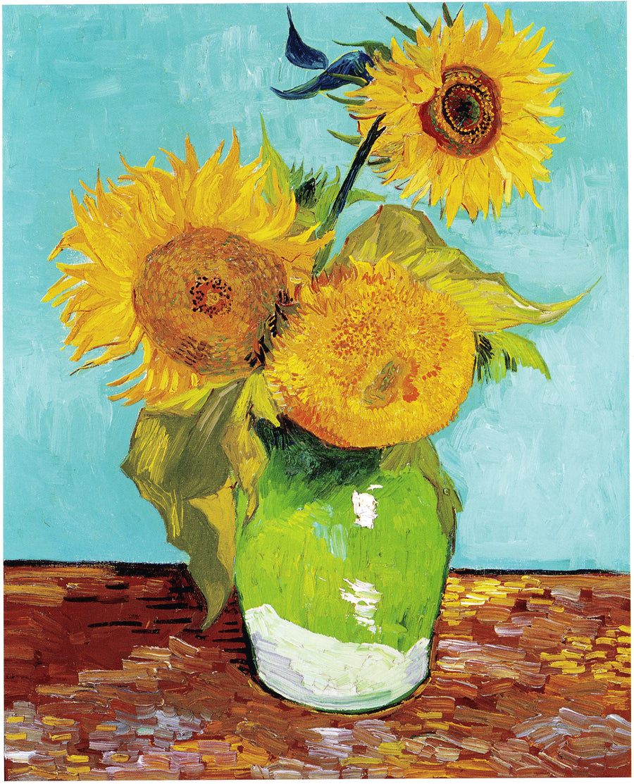 Kolme auringonkukkaa maljakossa - Vincent van Gogh