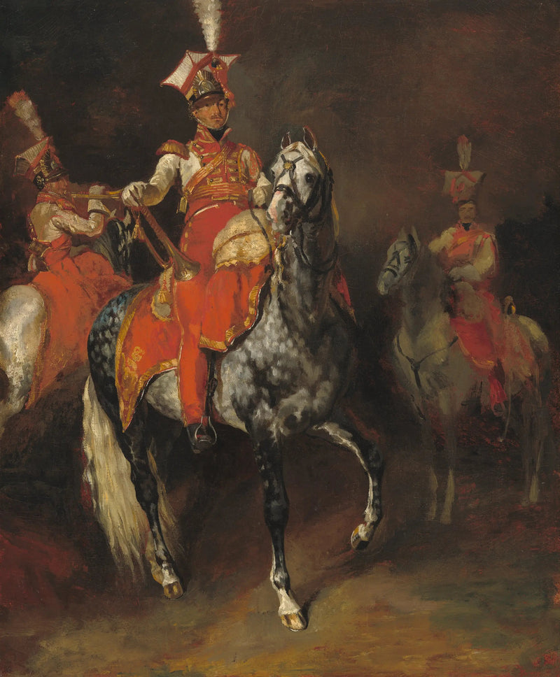 Napoleonin keisarillisen kaartin ratsastavat trumpettisoittajat - Théodore Géricault