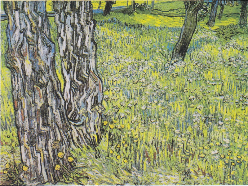 Kukallinen niitty puineen ja voikukkineen - Vincent van Gogh