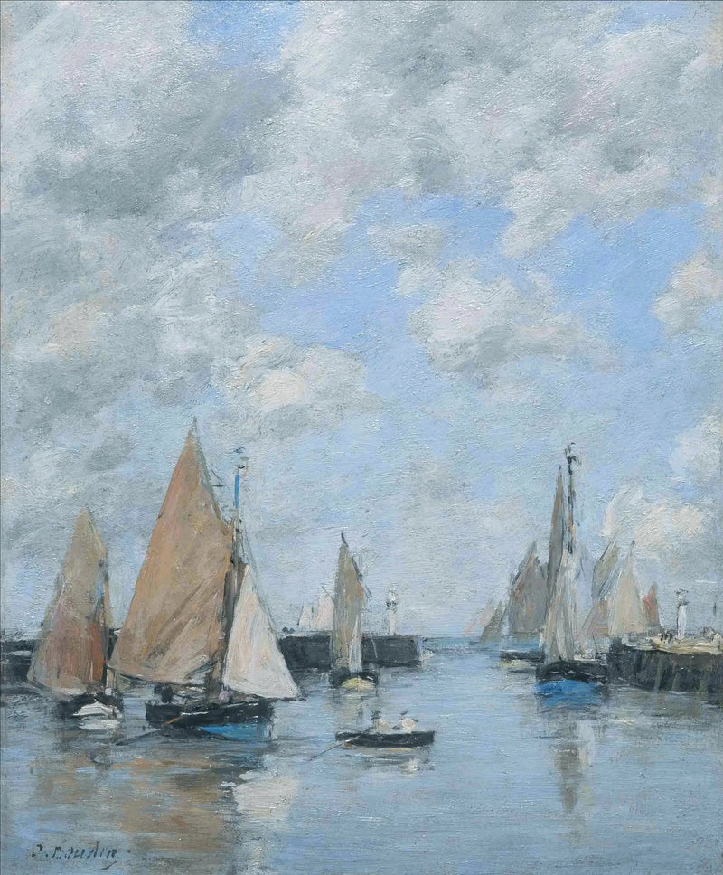 Trouville, laiturilla korkealla vedellä - Eugène Boudin