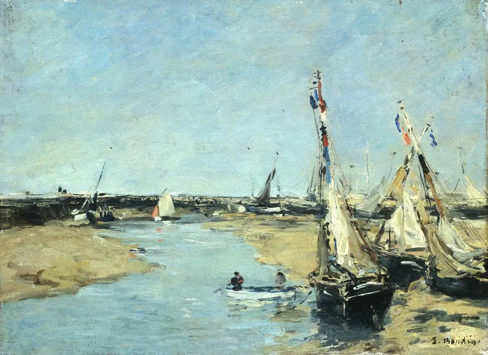 Trouville, Les jetées, marée basse - Eugène Boudin image 1 reproduction artisanale de tableau