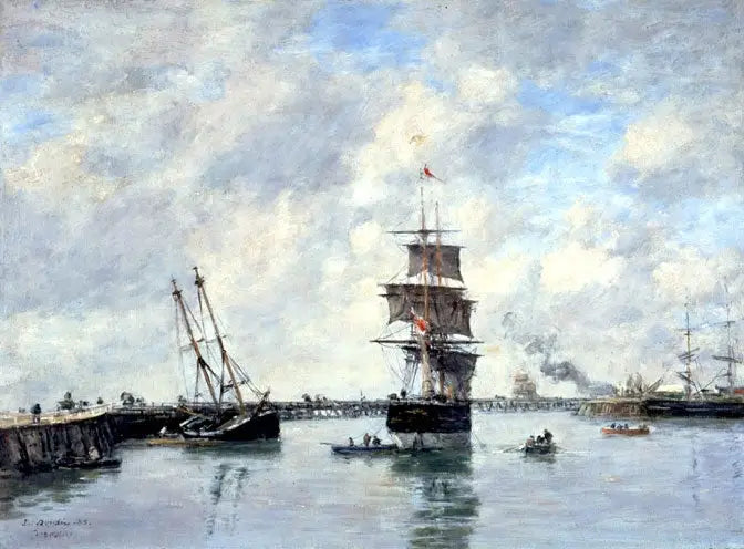Trouville, les jetées, mer haute - Eugène Boudin image 1 copie de tableau peinte à la main