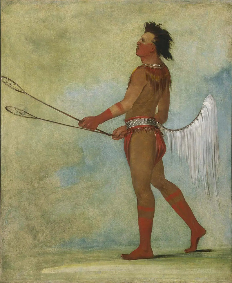 Tul-lock-chísh-ko, juo kiven mehua, pallopelaajan asussa - George Catlin