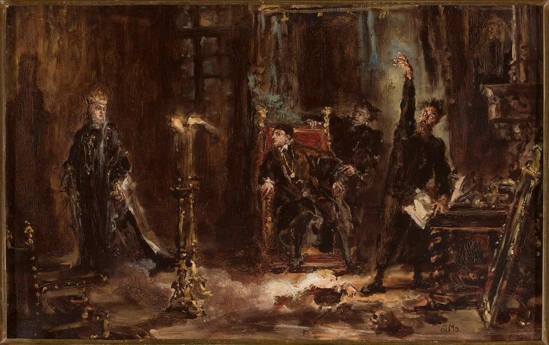 Twardowski invoking the spirit of Barbara for Sigismond Auguste, luonnos - Jan Matejko