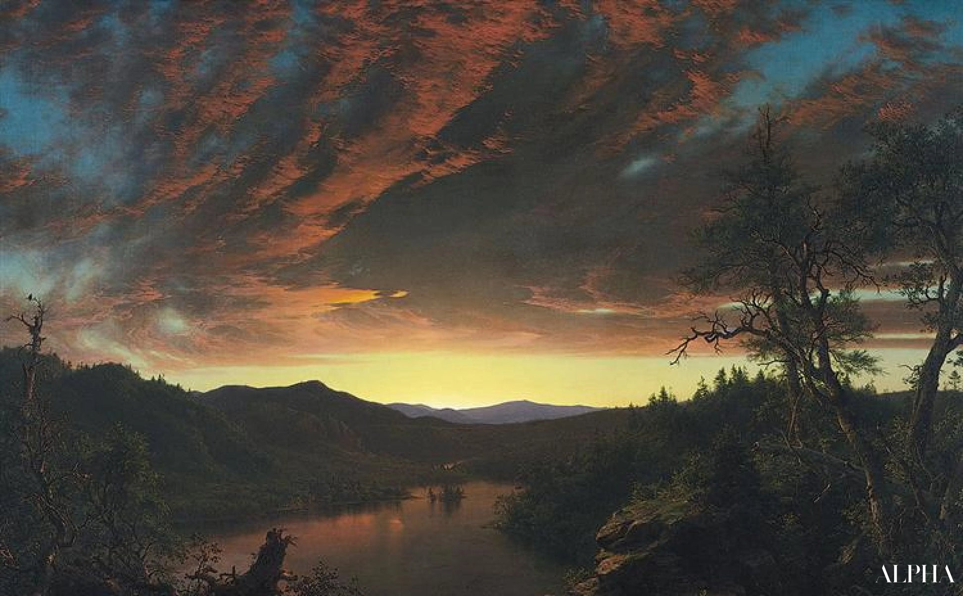 Hämärä erämaassa - Frederic Edwin Church - Korkealaatuiset taulujen ja maalauksien reproduktiot