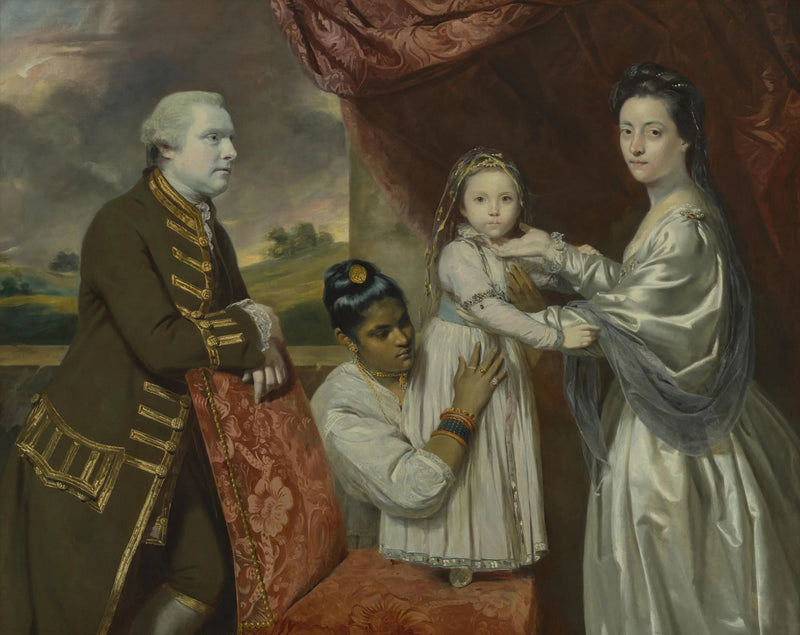 Tysoe Saul Hancock, hänen vaimonsa Philadelphia, heidän tytär Elizabeth ja heidän intialainen palvelijansa Clarinda - Joshua Reynolds