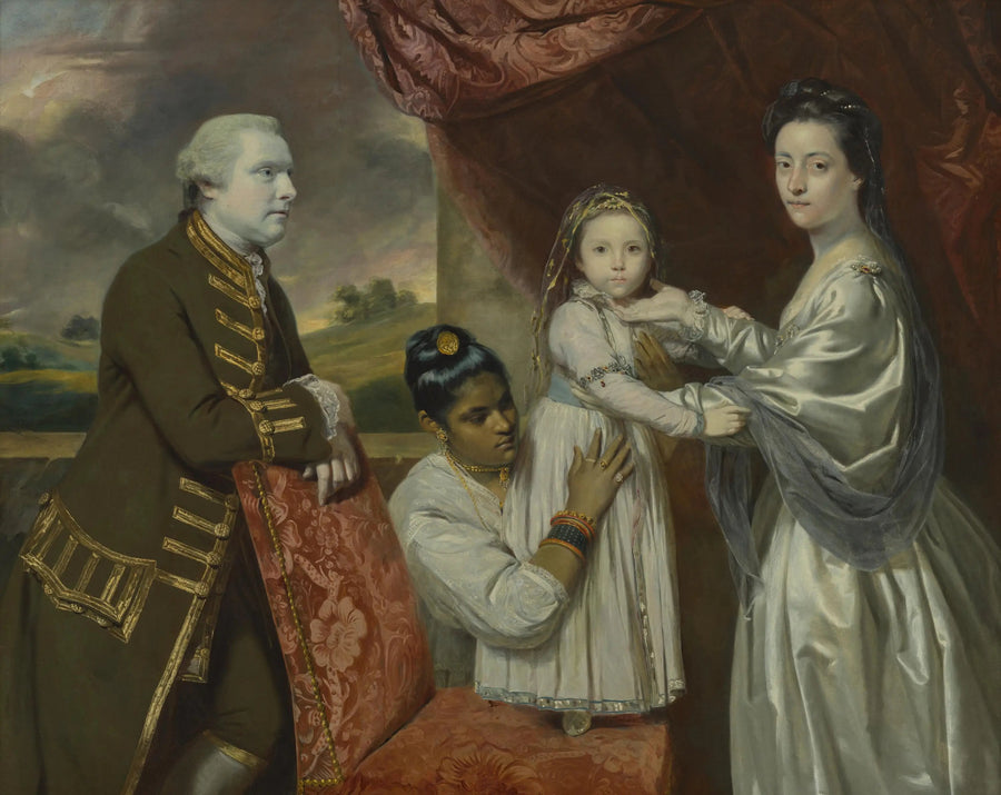 Tysoe Saul Hancock, hänen vaimonsa Philadelphia, heidän tytär Elizabeth ja heidän intialainen palvelijansa Clarinda - Joshua Reynolds