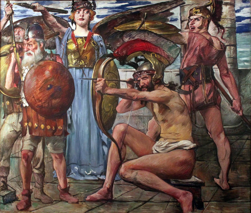 Odysseus taistelee kosijoita vastaan ​​- Lovis Corinth